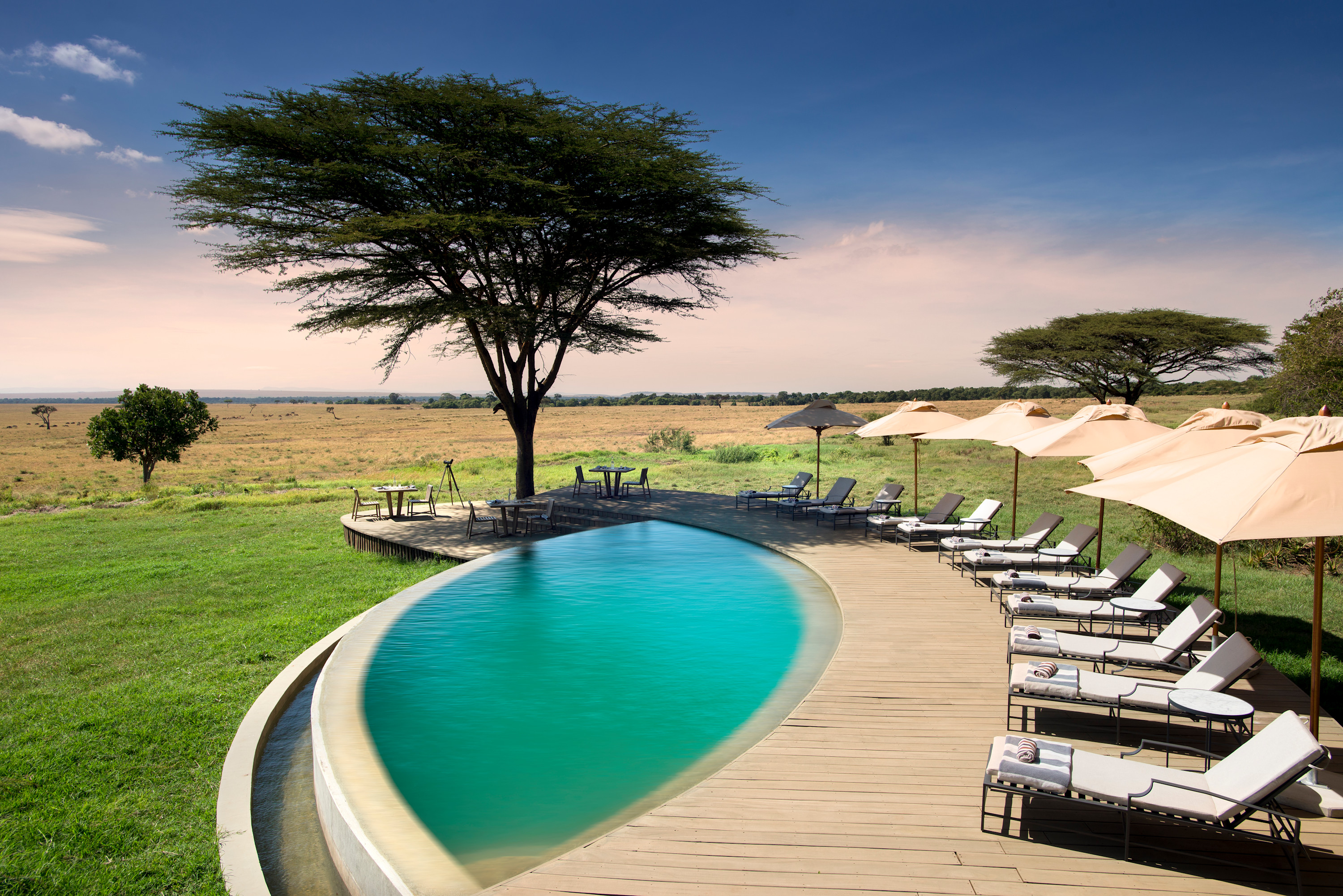 Pool view overlooking the Masai Mara in Kenya