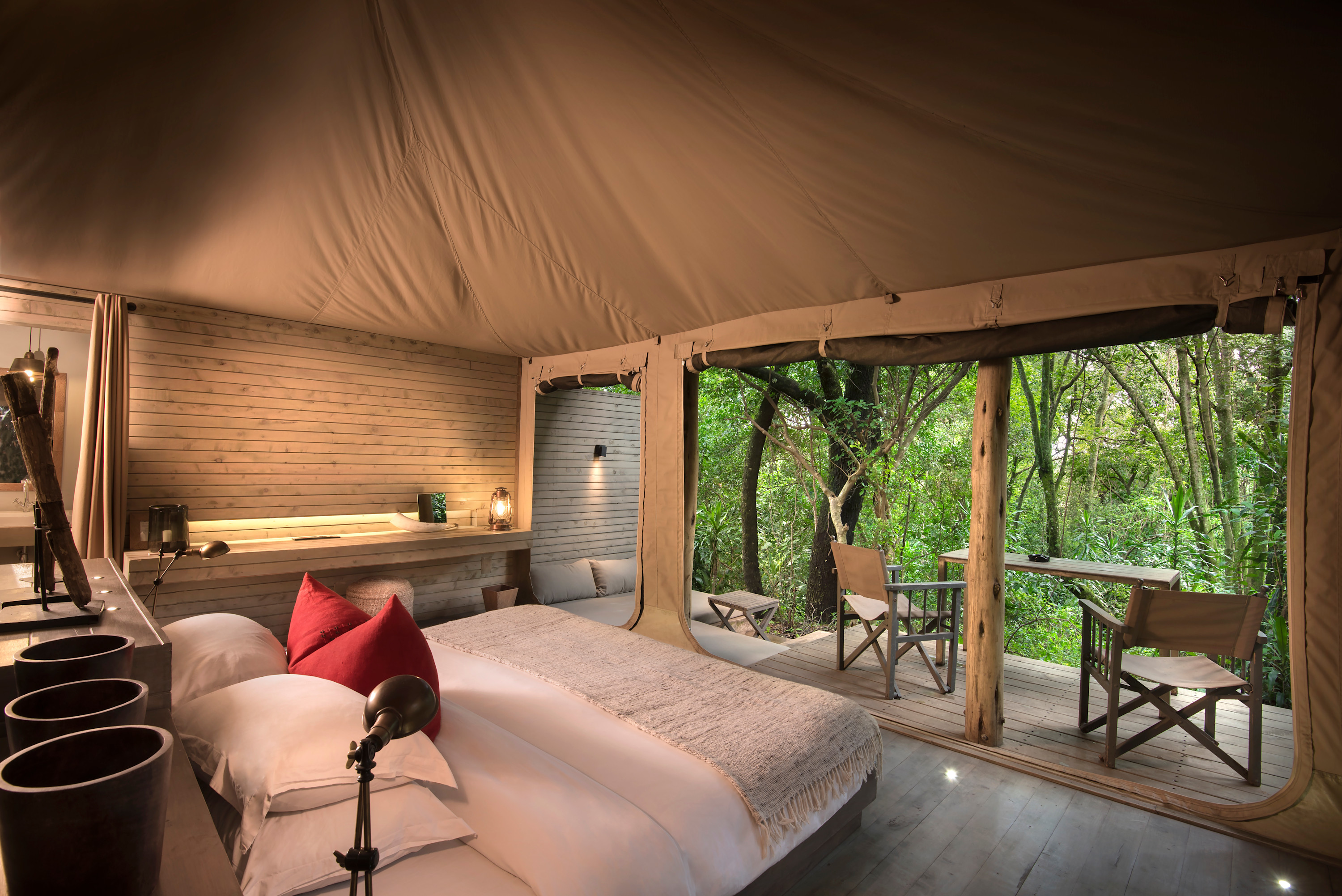 A luxury safari bedroom in Kenya