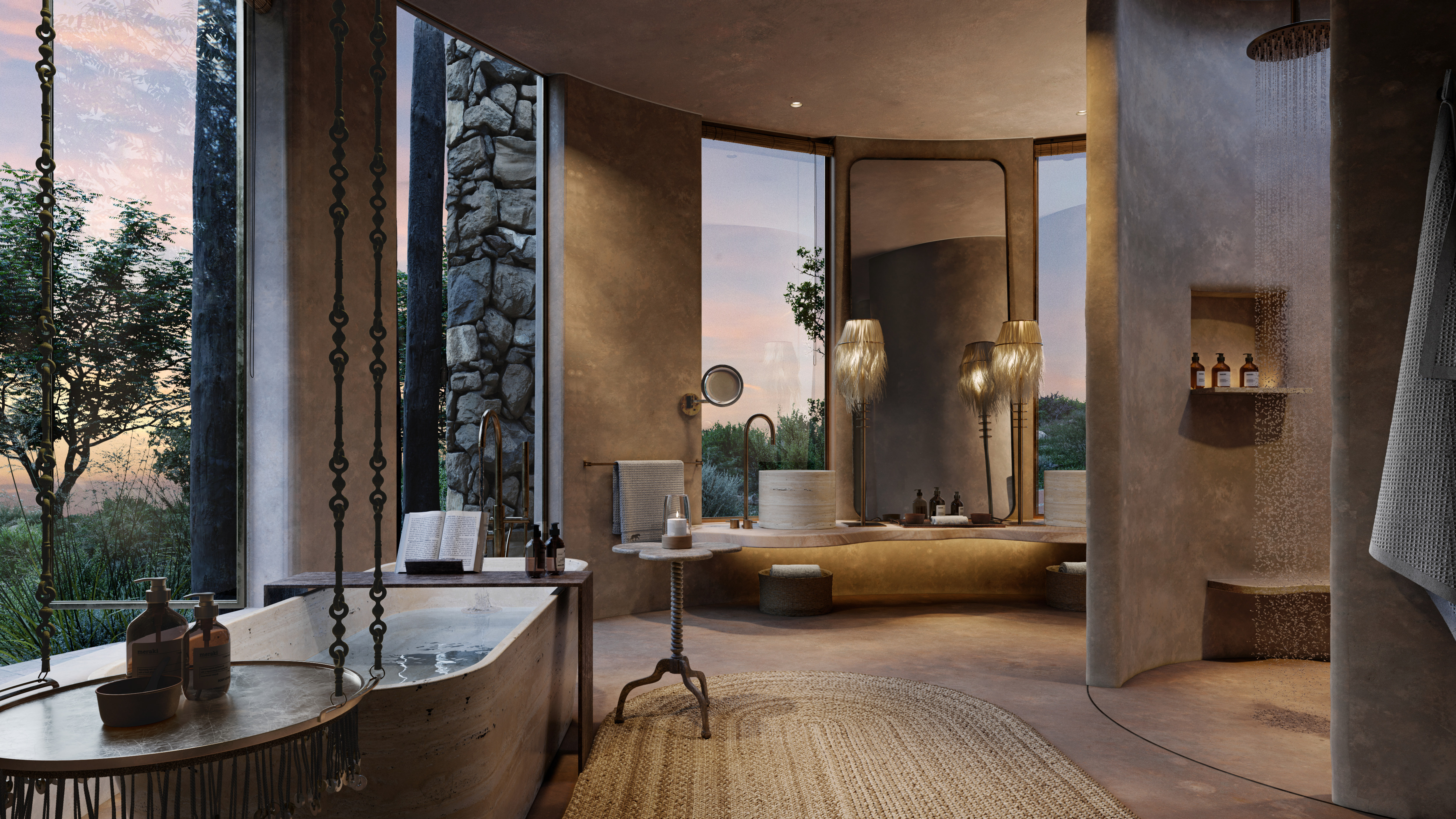 The grand light filled bathroom at Suyian Safari Lodge in Kenya