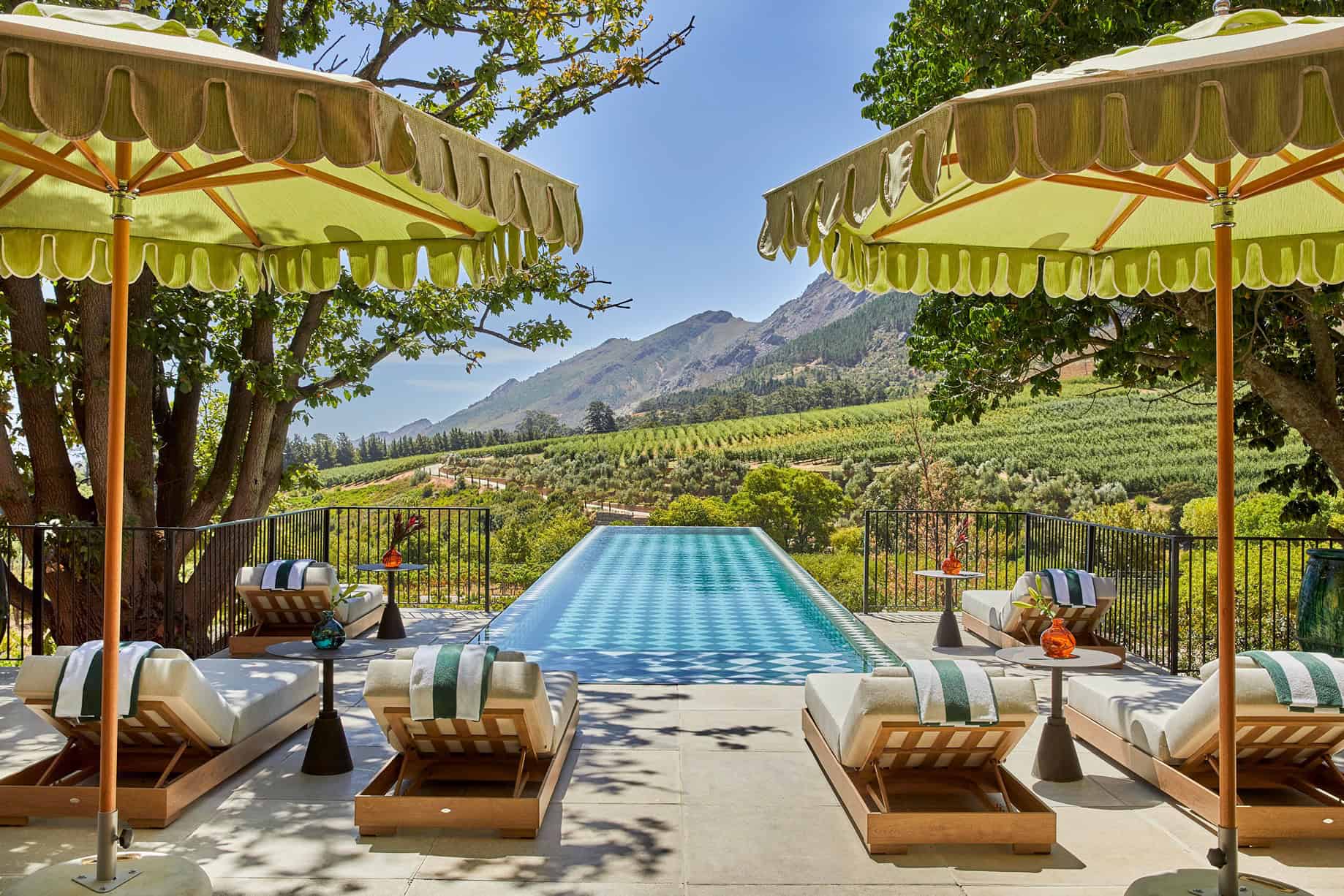 A luxury pool view overlooking the Stellenbosch vineyards
