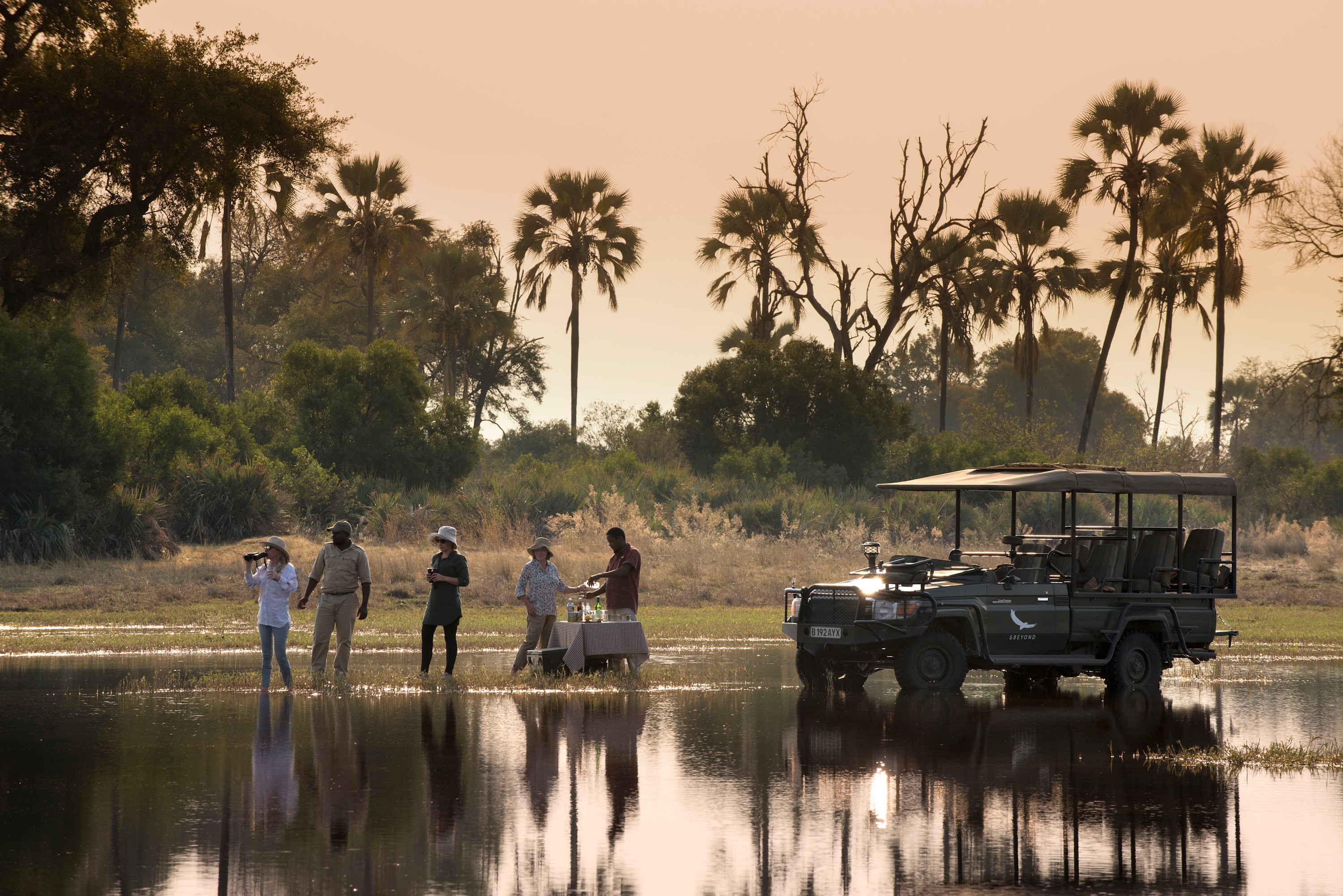 A cocktail in the Okavango while on safari