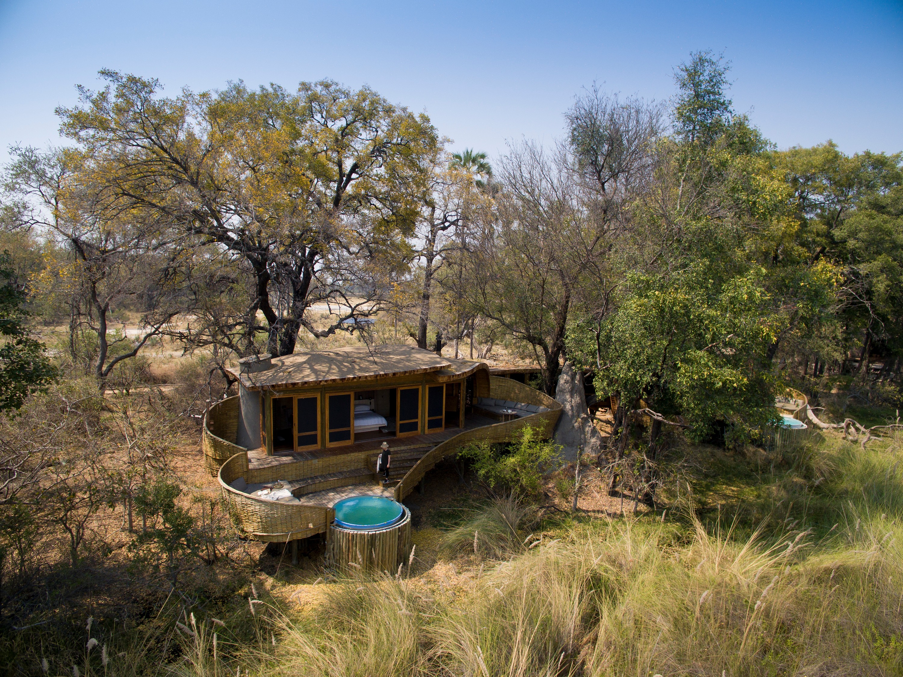 View of Sandibe Okavango Lodge from the bush