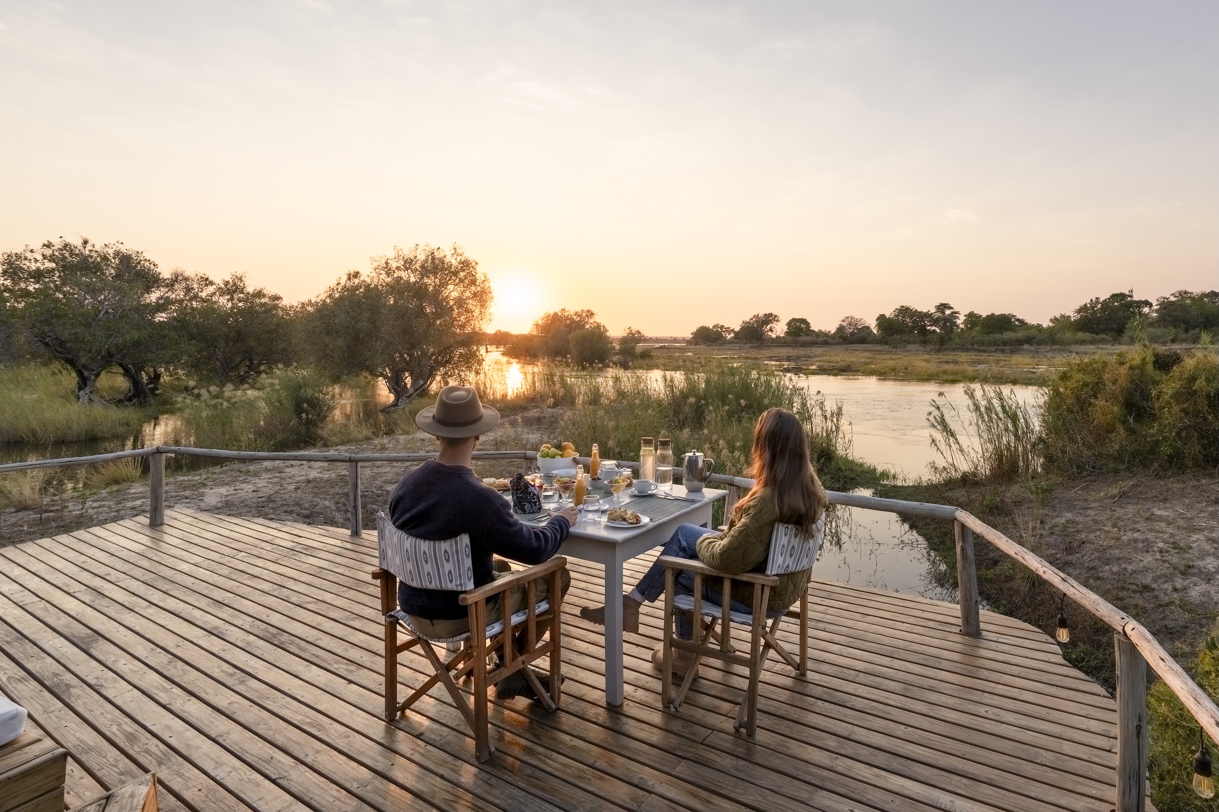 Sunset dinner at Sindabezi Private Island Camp