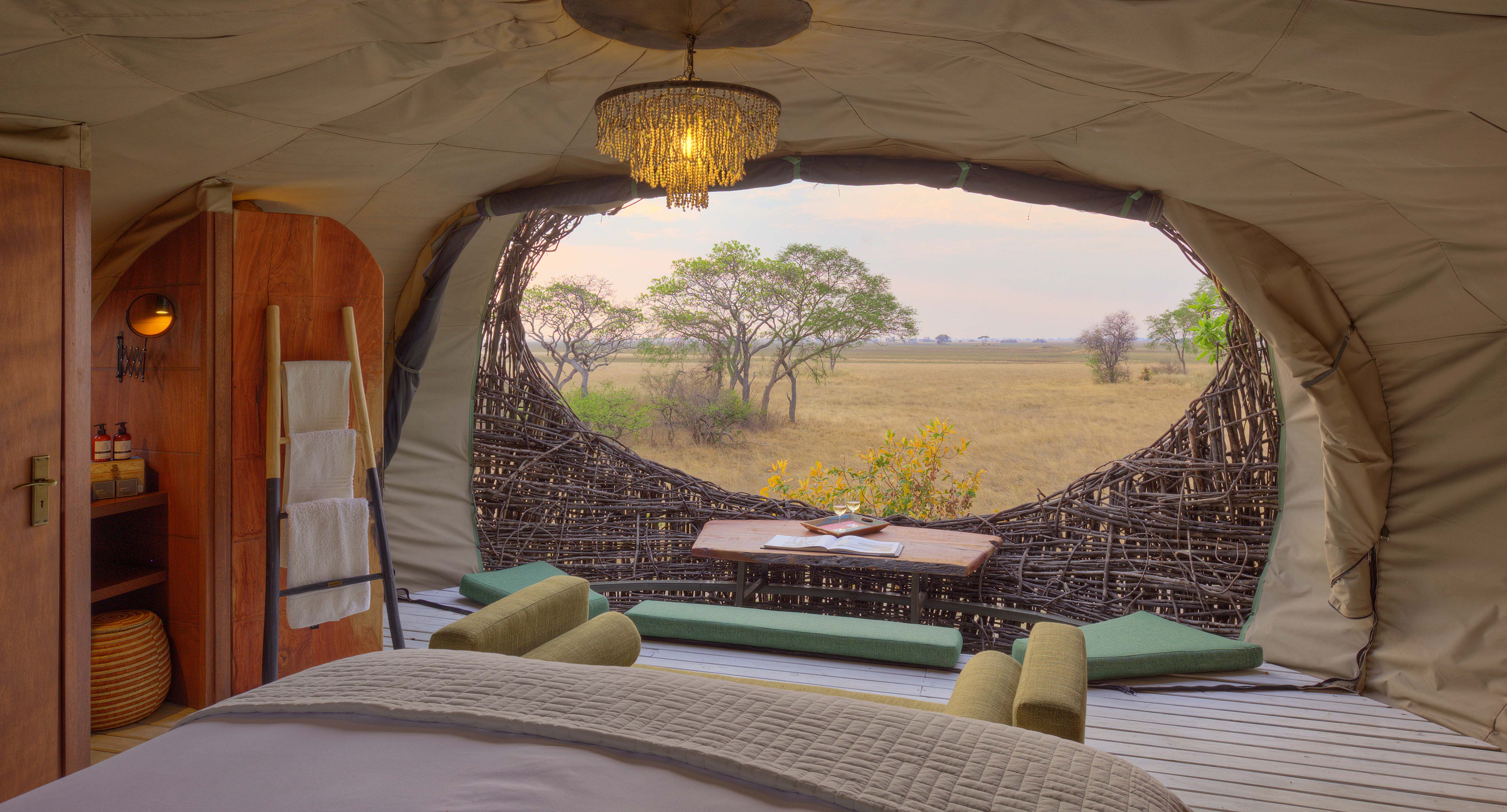 Views from a nest safari room in Zambia