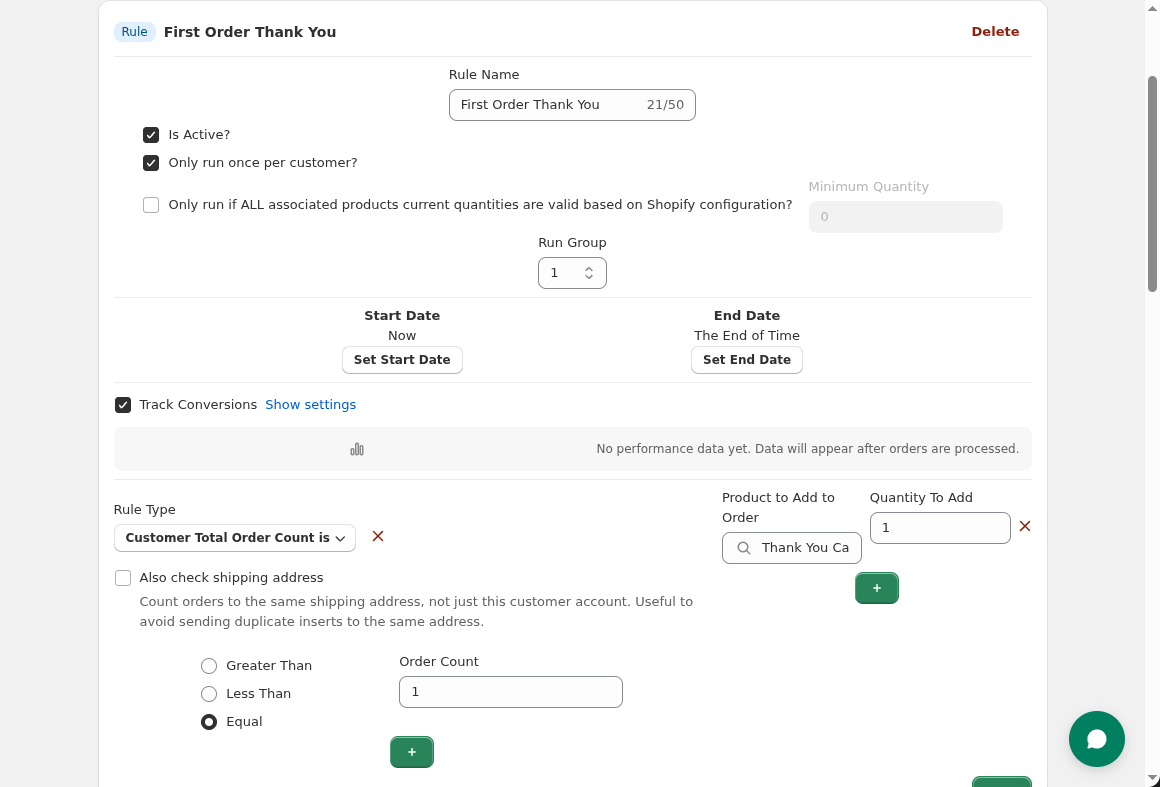 First order thank you rule