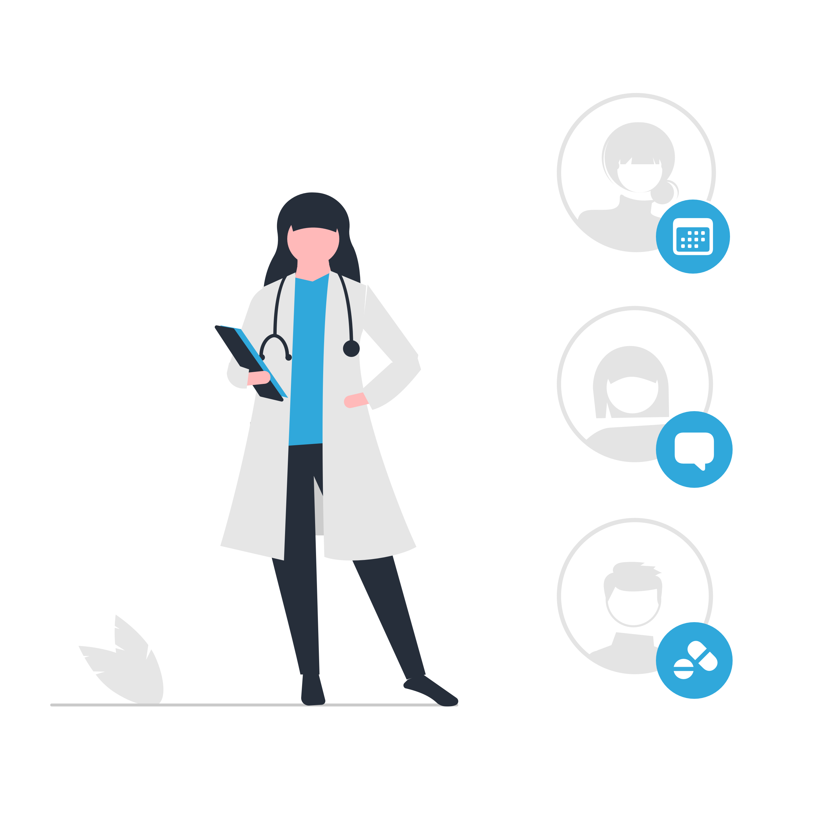 Female doctor with patient tasks to complete. Appointments, Messaging, Prescriptions.