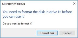 "how to fix error you need to format disk" Windows sample message