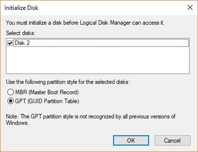 initialize the disk