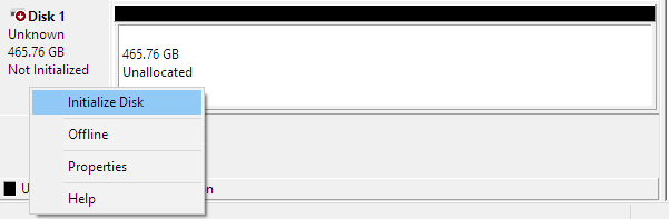 Initialize the Seagate external hard drive