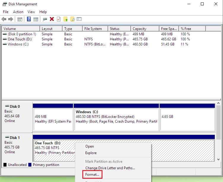 Reformatting an external hard drive on Windows - formatting the disk