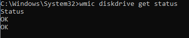Hard drive health check with the WMIC tool 