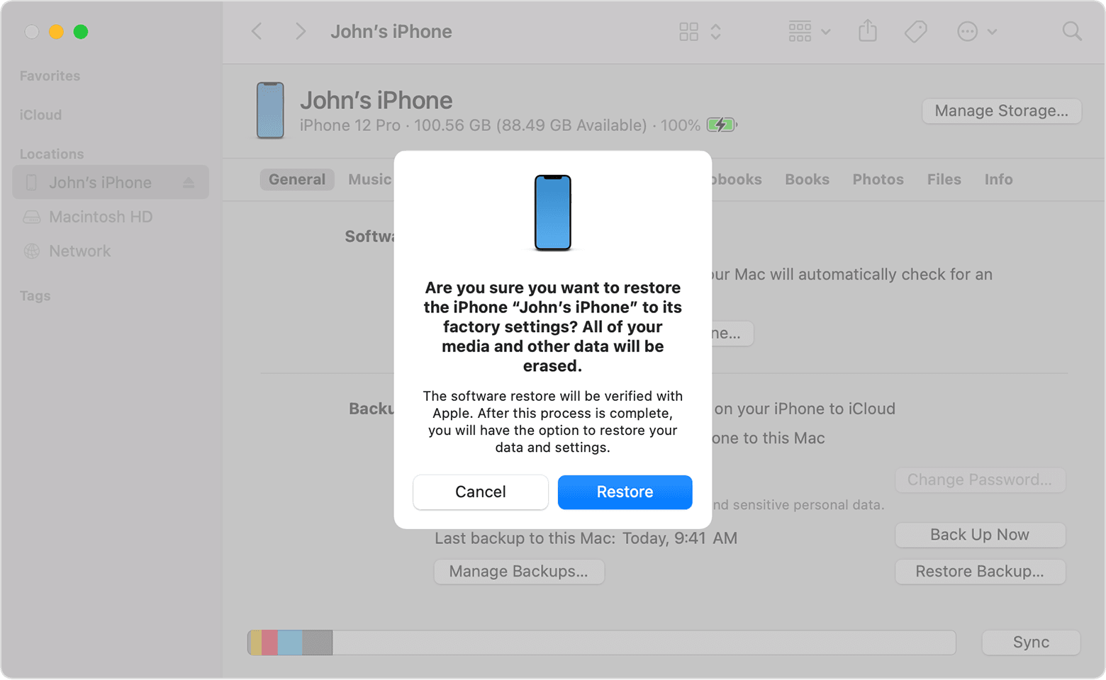 Restoring from a computer with iTunes 