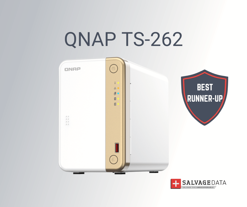 a photo of the QNAP TS-262 with award seal for the best runner-up