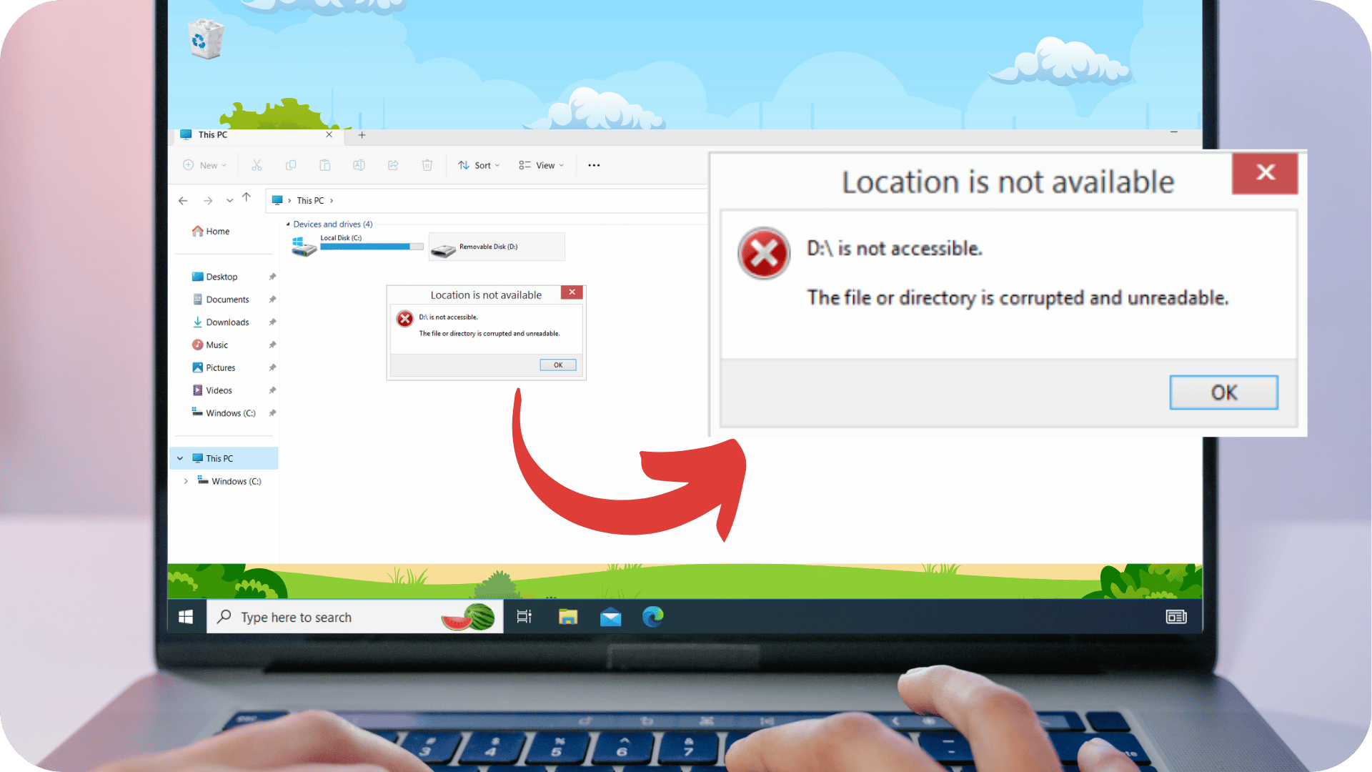 an image of a computer screen with the error message