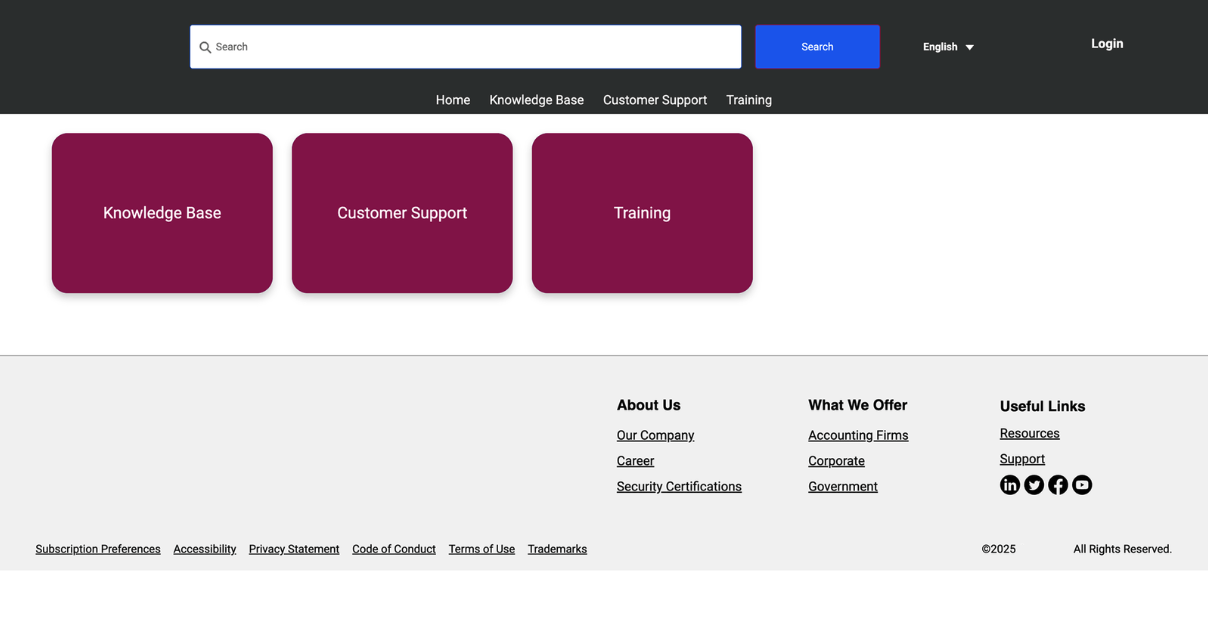 The old portal landing page, with sign-in reduced to a small Login link in the top corner