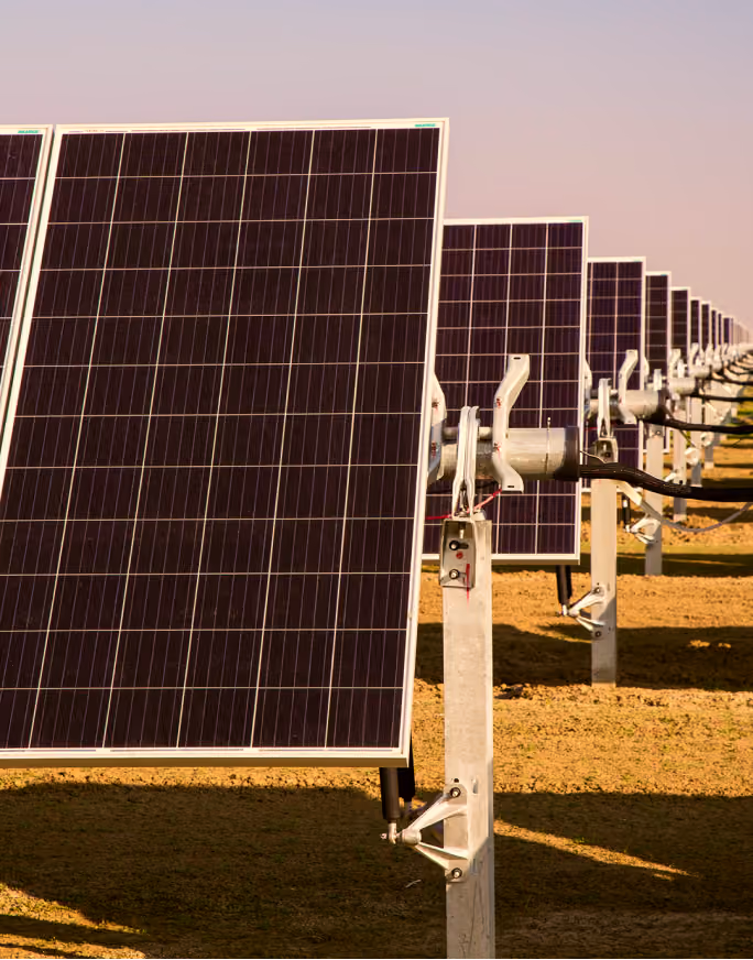Infrastructure Platform-Solar panels at Aquamarine Solar Park in San Joaquin Valley, California.