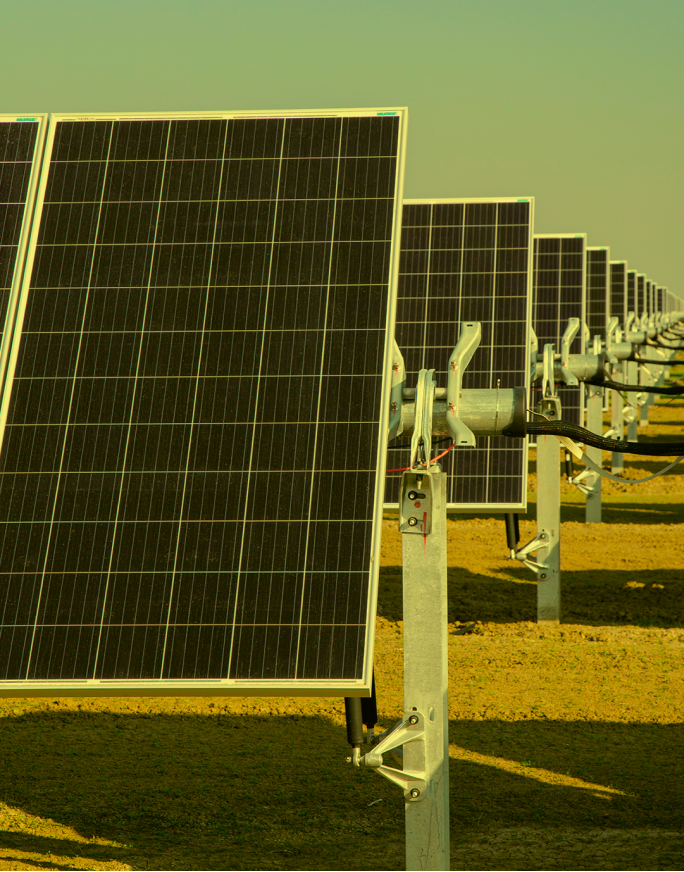 Infrastructure Platform-Solar panels at Aquamarine Solar Park in San Joaquin Valley, California.