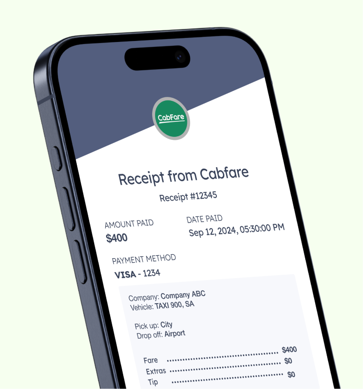 Two iphone screen cabfare app