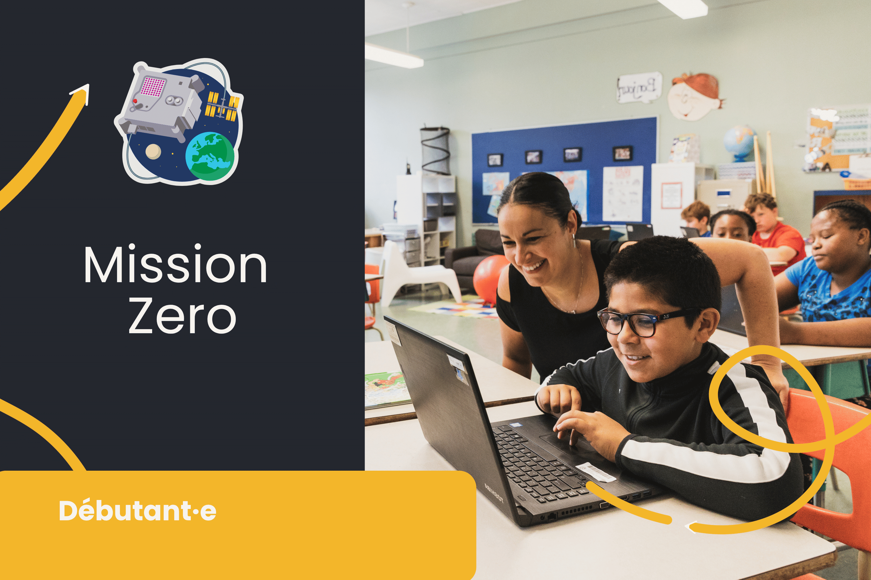 Teacher in front of the classroom taking questions with kids raising their hands