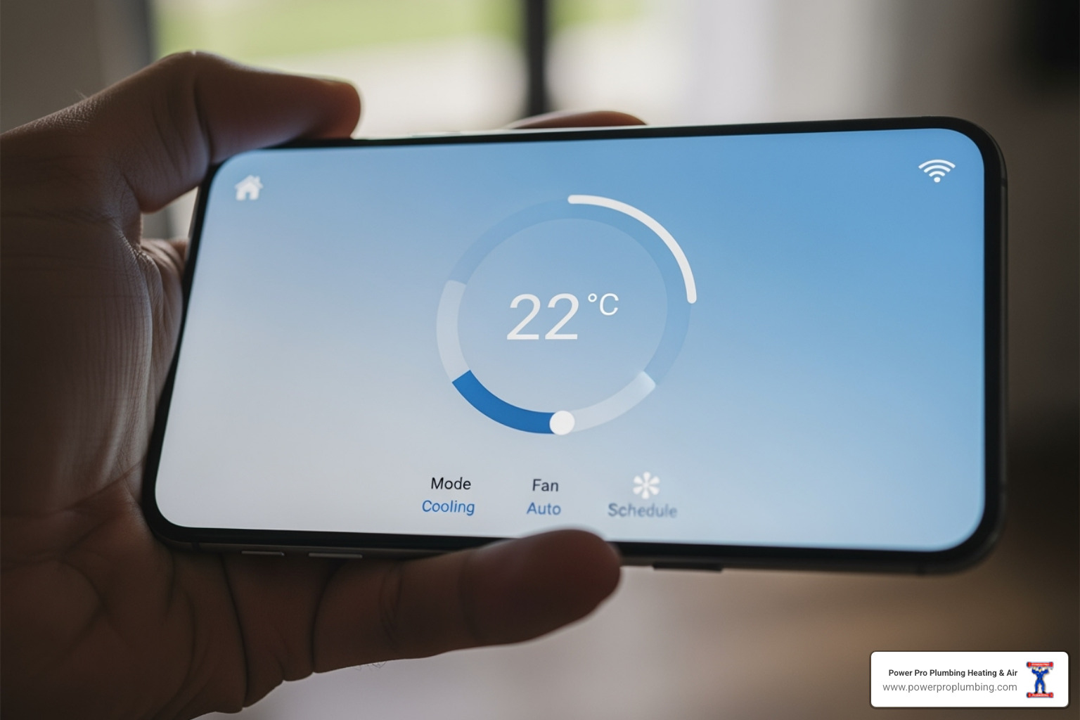 Smartphone showing a smart thermostat app interface - smart thermostat installation