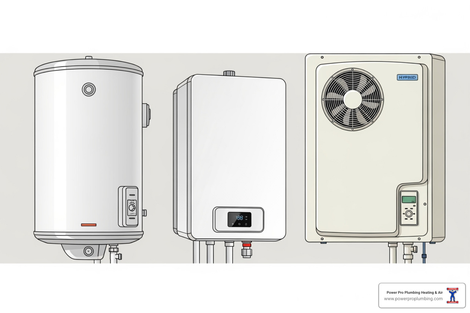 diagram comparing energy efficiency of different water heater types - water heater repair Anaheim