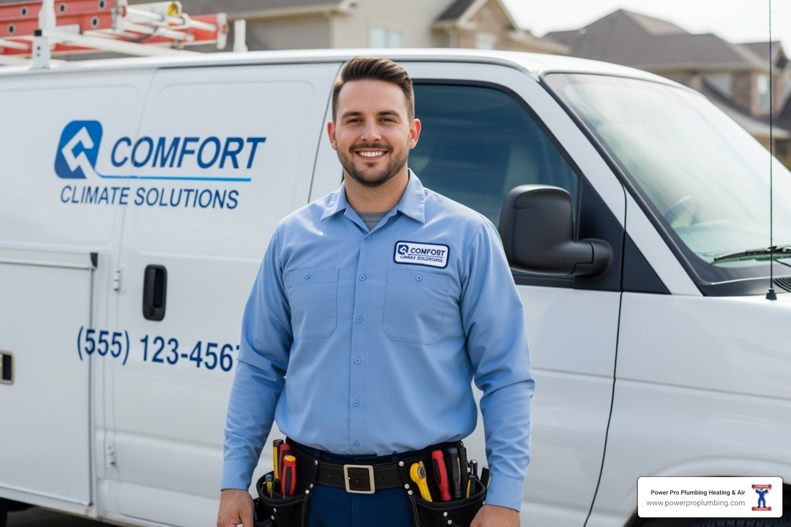 of a friendly, professional technician with a van - south pasadena air conditioning