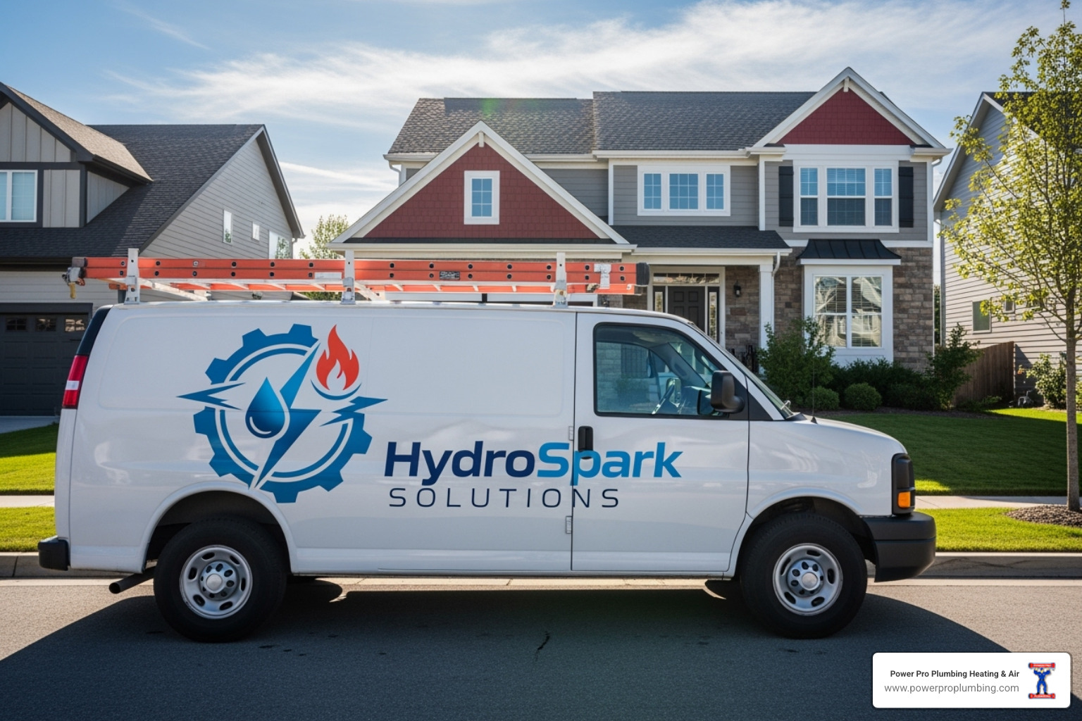 Power Pro Plumbing team logo or van - water heater repair orange ca