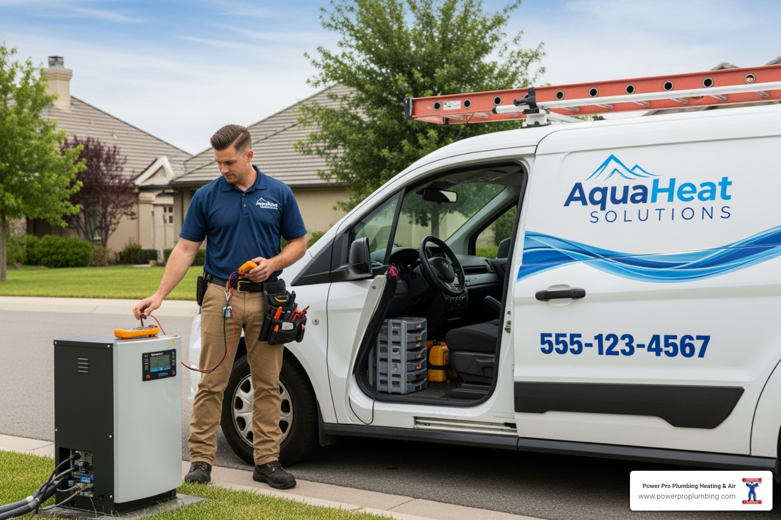 uniformed technician with company van - pool heater repair pasadena ca