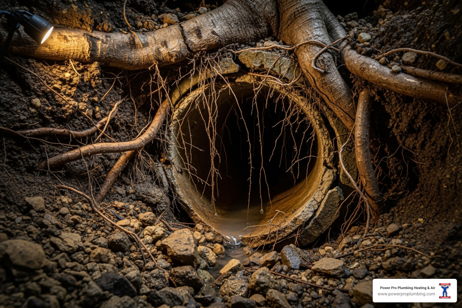 tree roots growing into a sewer pipe - 24 hour emergency plumbing los angeles