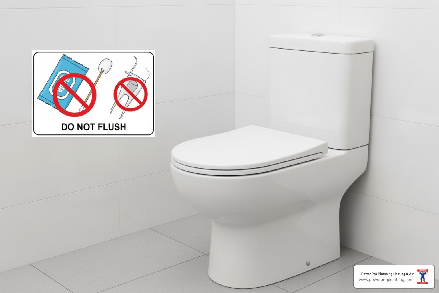 Do Not Flush list next to a toilet - blocked sewer cleaning ontario