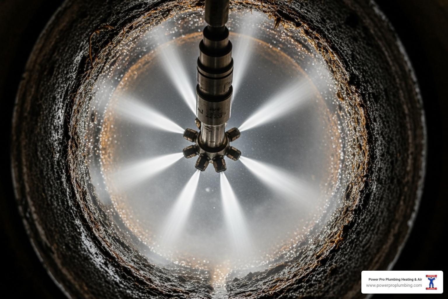 hydro jetting nozzle cleaning a pipe - blocked sewer cleaning ontario