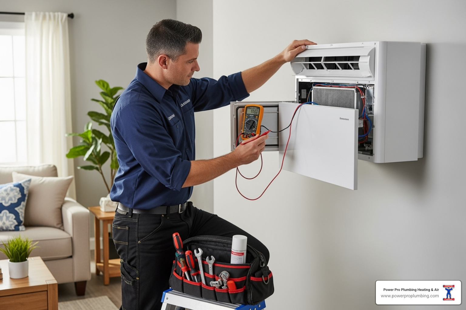 technician performing maintenance check - anaheim ductless hvac repair technician performing maintenance check - anaheim ductless hvac repair