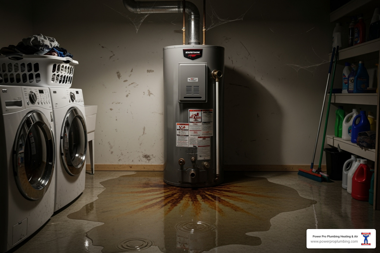 water pooling around the base of a water heater - water heater repair ontario ca