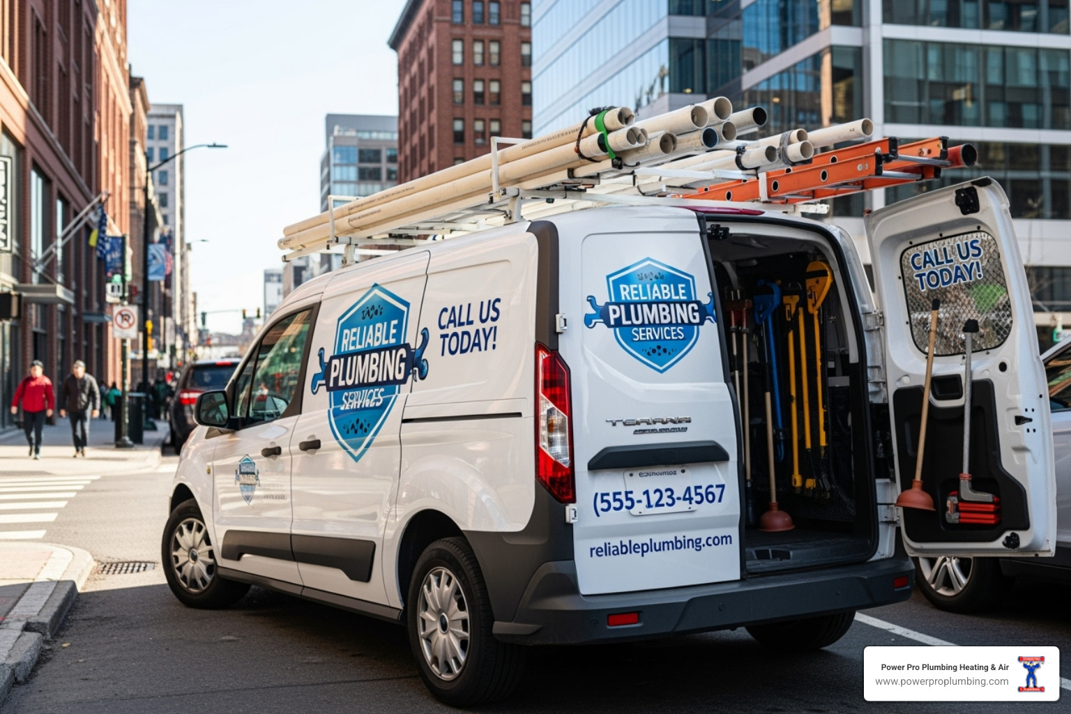 a professional plumber's branded van - after hours plumbing service corona