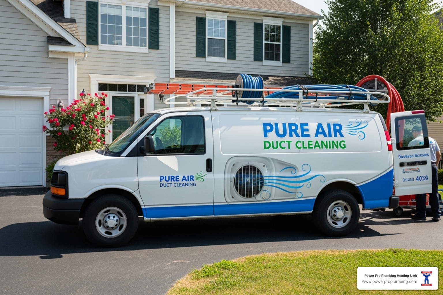 An image of a professional air duct cleaning technician's van, clearly branded with the company logo and contact information, parked outside a house. The side of the van proudly displays badges or stickers indicating certifications such as NADCA membership and proof of insurance. - duct cleaning service los angeles An image of a professional air duct cleaning technician's van, clearly branded with the company logo and contact information, parked outside a house. The side of the van proudly displays badges or stickers indicating certifications such as NADCA membership and proof of insurance. - duct cleaning service los angeles