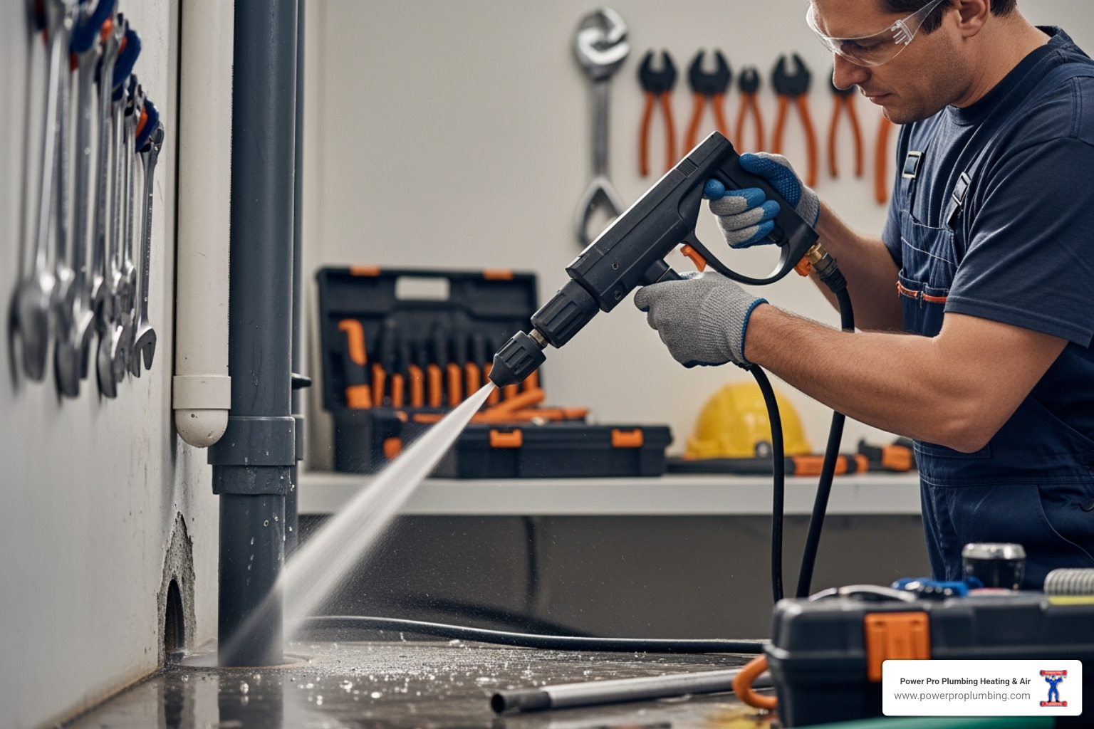 plumber operating a hydro jetting machine - hydro jetting Hacienda Heights