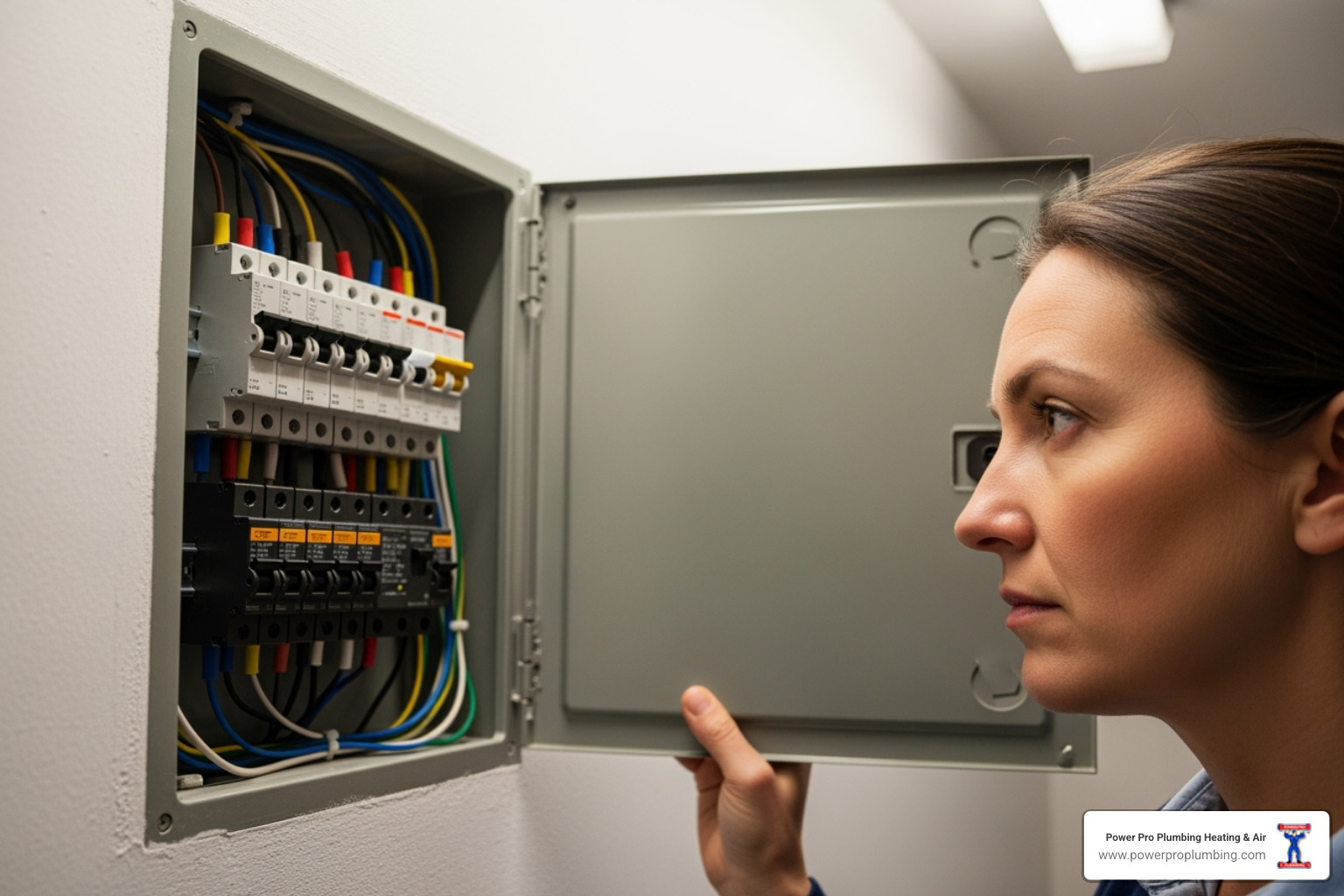 Homeowner checking the circuit breaker panel - AC fan not working Homeowner checking the circuit breaker panel - AC fan not working