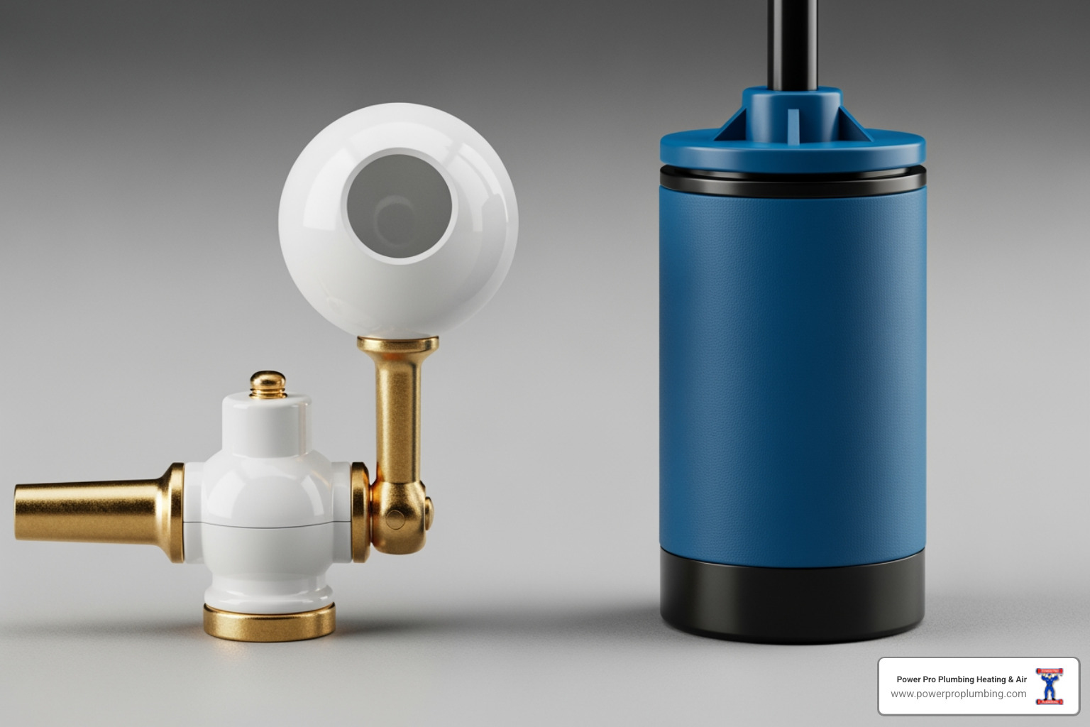 ballcock float and a cylinder float side-by-side - toilet float adjustment