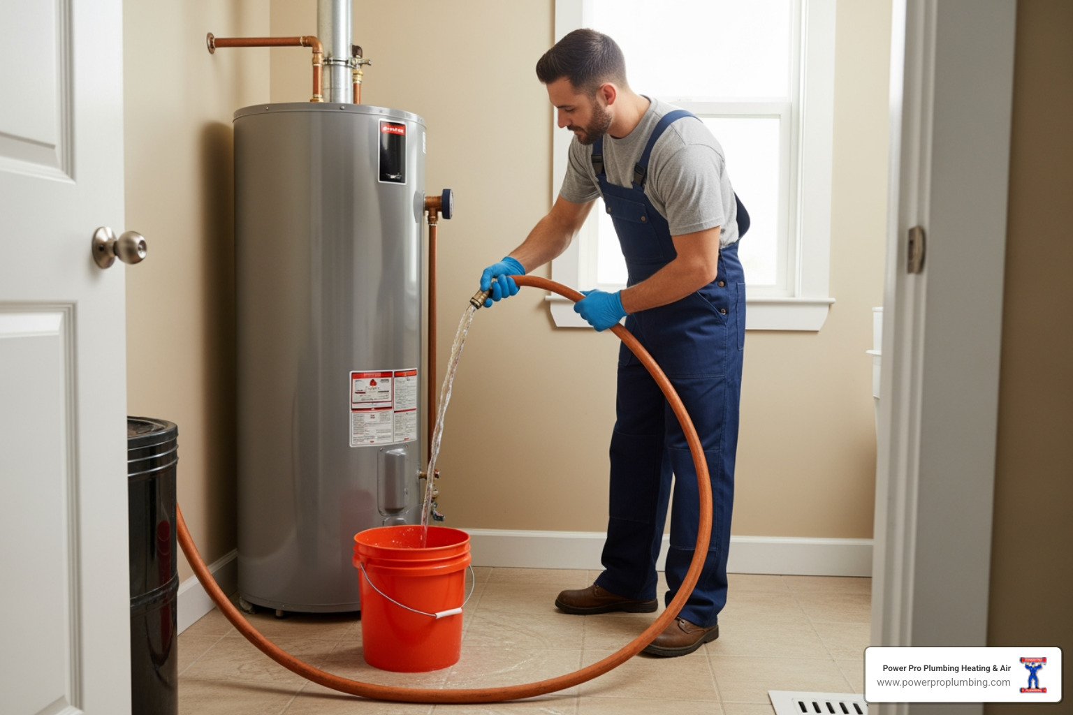 a technician flushing a tank-style water heater - Water Heater Repair in Cerritos, CA a technician flushing a tank-style water heater - Water Heater Repair in Cerritos, CA