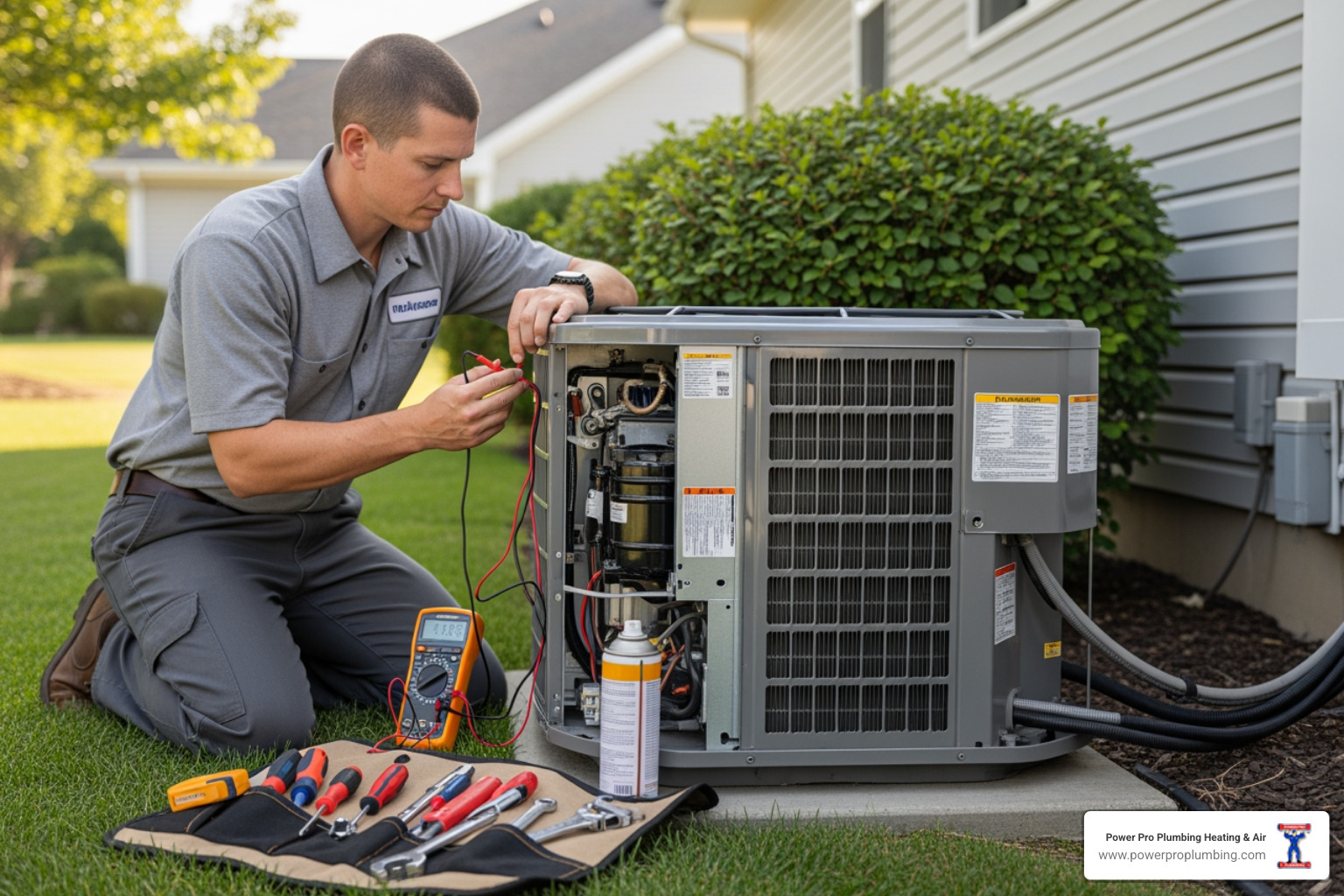 certified technician working carefully on an AC unit - AC installation Laguna Hills certified technician working carefully on an AC unit - AC installation Laguna Hills