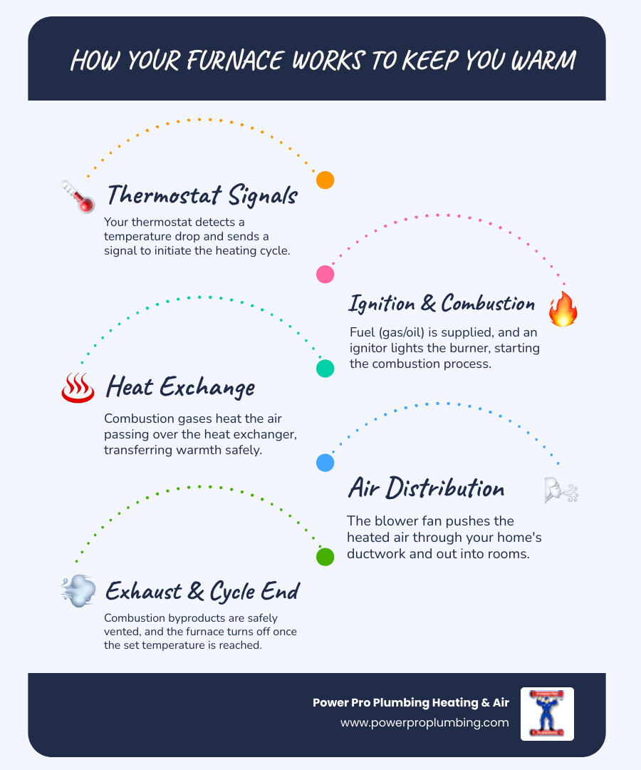 Infographic explaining how a furnace works - Furnace Repair in Cerritos, CA infographic infographic-line-5-steps-blues-accent_colors