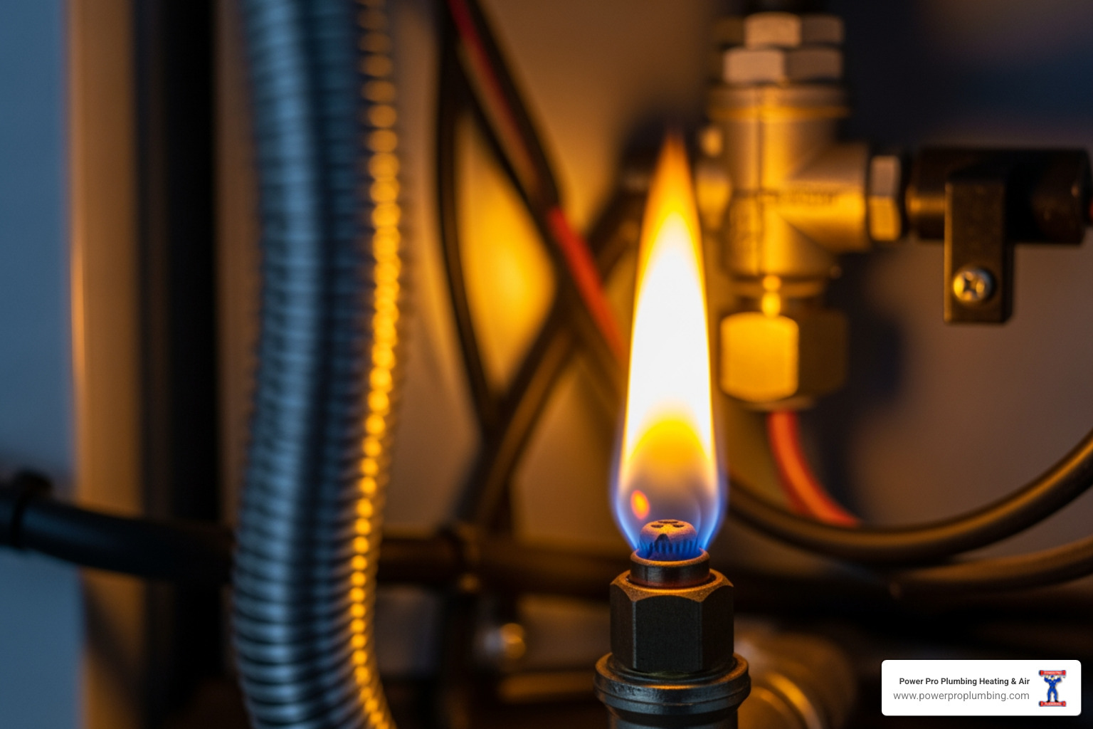 Image of a furnace pilot light with a yellow flame - Furnace Repair in Cerritos, CA