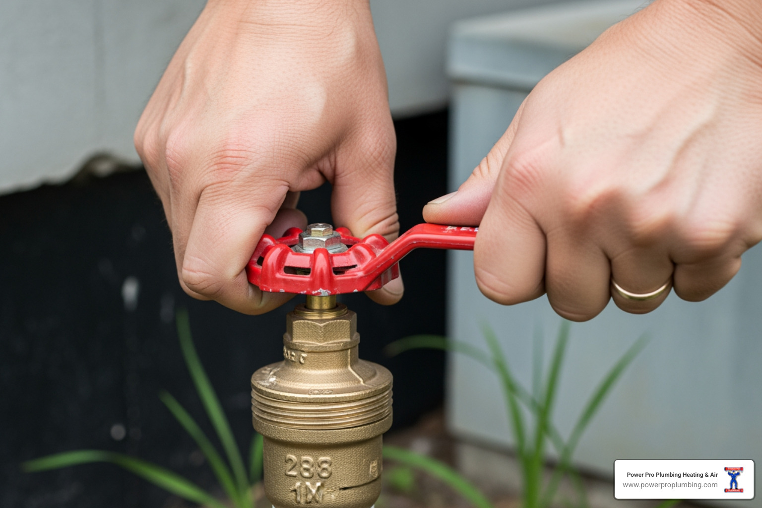 person shutting off main water valve - Plumbing Emergency in Long Beach? 7 Situations When You Should Call a Plumber Immediately