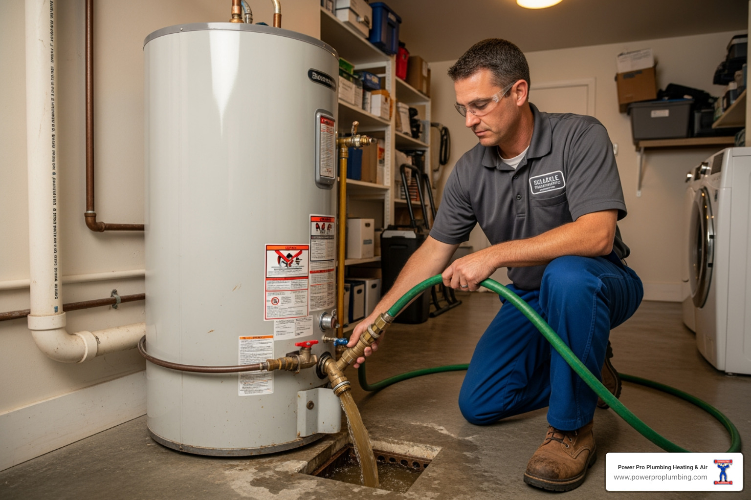 technician flushing a water heater tank - Water Heater Repair in Long Beach, CA technician flushing a water heater tank - Water Heater Repair in Long Beach, CA
