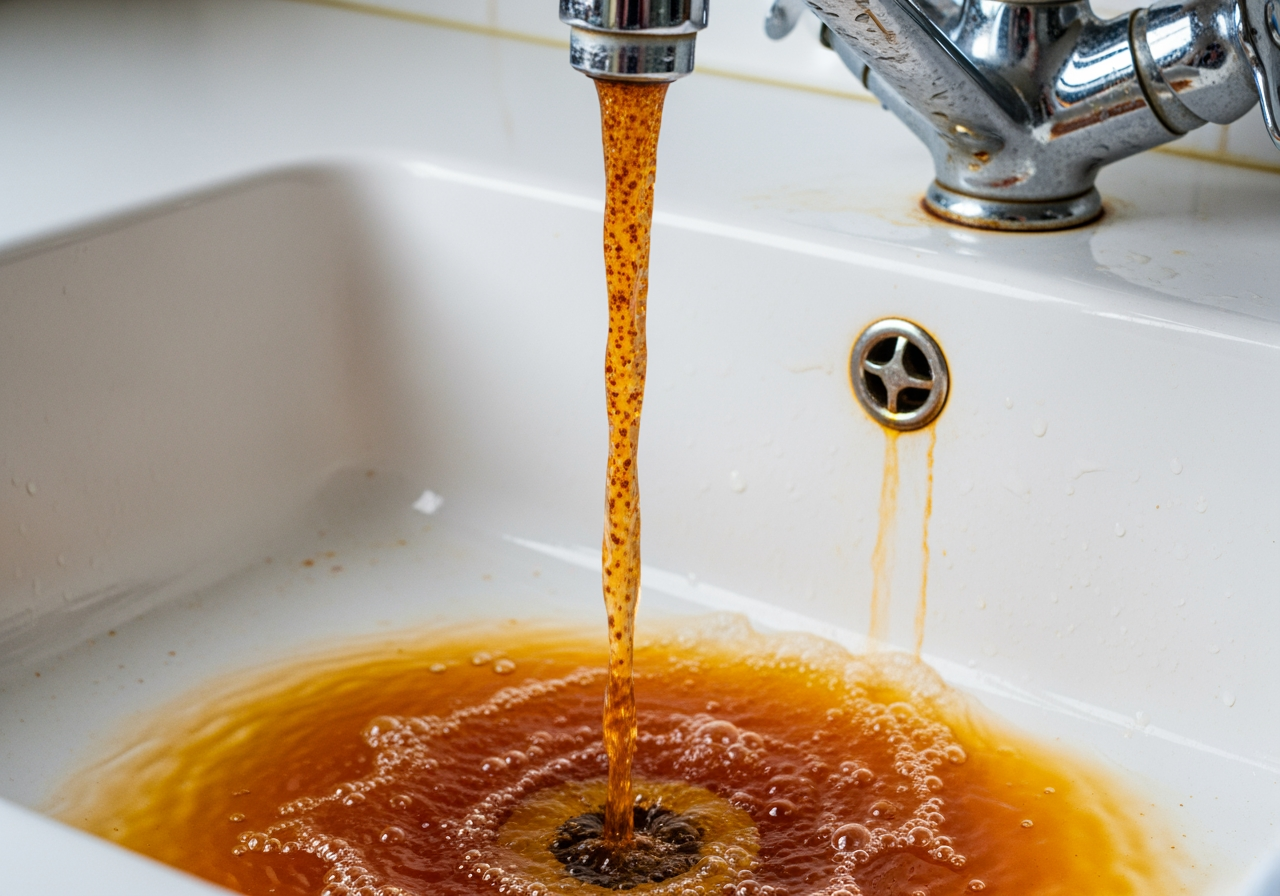 rusty water coming from a faucet - Water Heater Replacement in Gardena, CA
