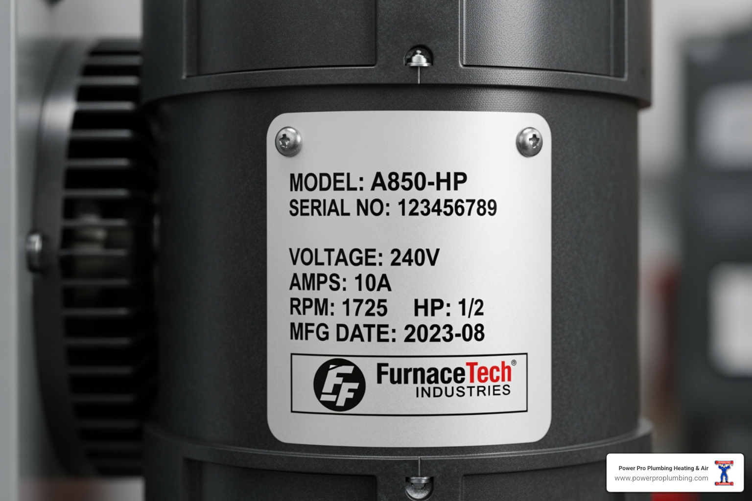 of a motor's specification label - blower fan for furnace replacement of a motor's specification label - blower fan for furnace replacement