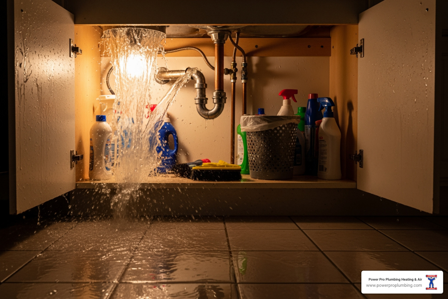 image of a significant pipe burst under a sink - 24 hours plumbing image of a significant pipe burst under a sink - 24 hours plumbing
