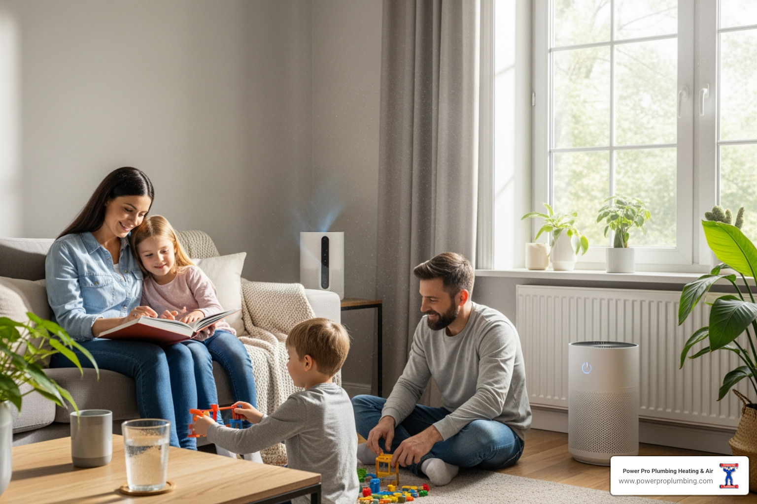 A family happily enjoying their clean and comfortable home, with a subtle emphasis on well-maintained plumbing and fresh air - Drain Cleaning in Long Beach, CA
