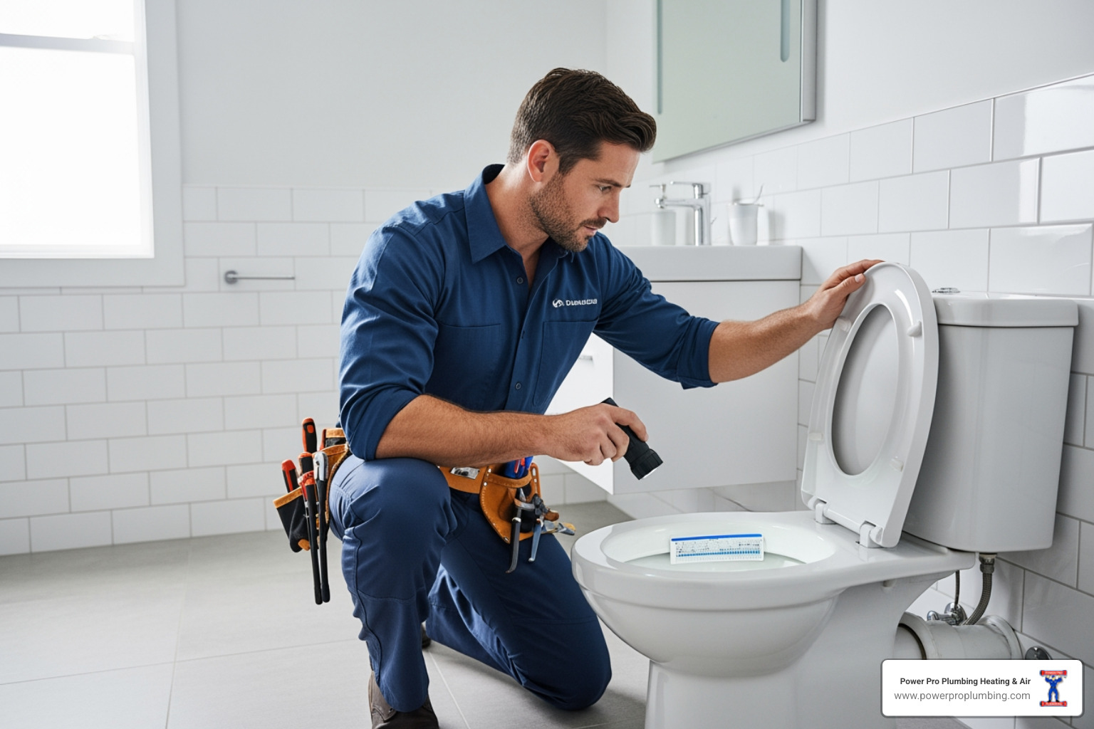 professional plumber inspecting a toilet - toilet repair Chino Hills