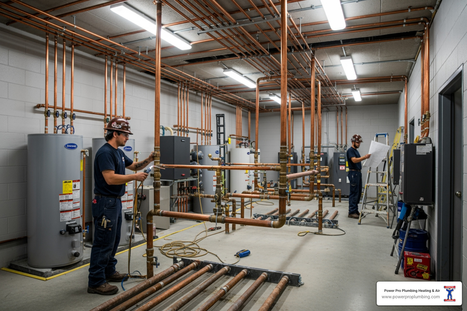 infographic showing five warning signs a commercial building needs repiping: persistent low water pressure across multiple fixtures, rusty or discolored water from taps, frequent pipe leaks or water damage, fluctuating water temperatures, and visible corrosion on exposed pipes - commercial copper repiping in buena park, ca infographic showing five warning signs a commercial building needs repiping: persistent low water pressure across multiple fixtures, rusty or discolored water from taps, frequent pipe leaks or water damage, fluctuating water temperatures, and visible corrosion on exposed pipes - commercial copper repiping in buena park, ca